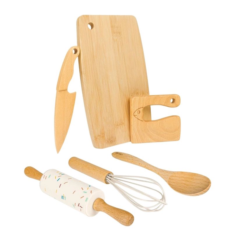 Kitchen Kids Baking Set - Juego de cuchillos de madera para