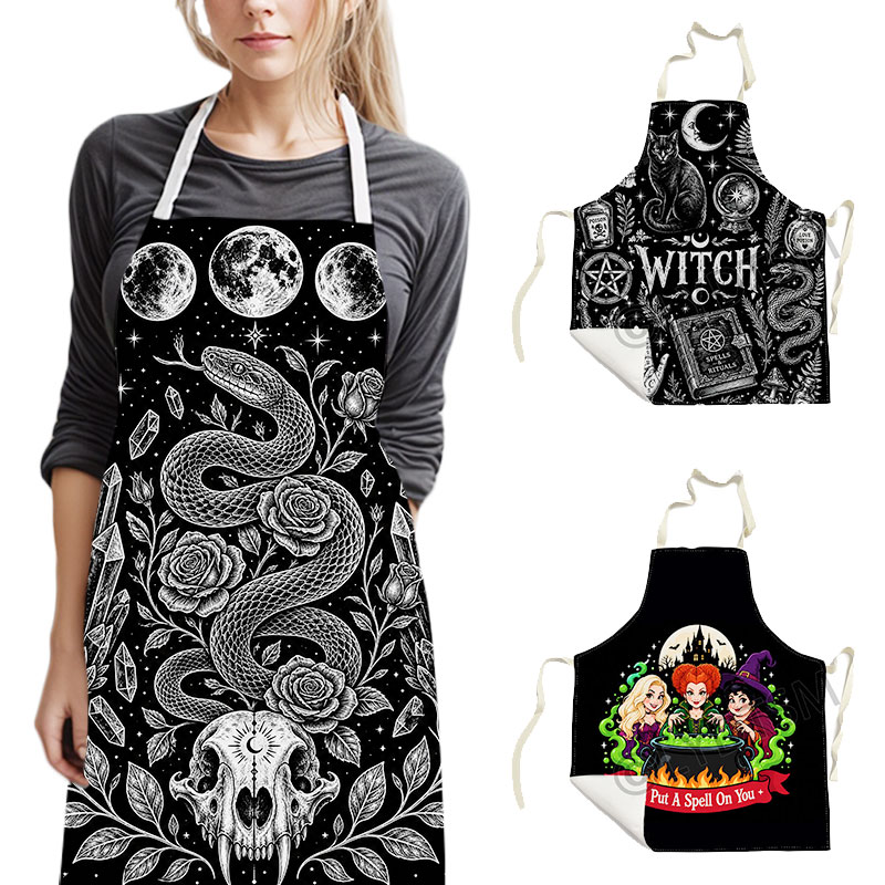 Kitchen Witch Baking - Delantal gótico de bruja con motivos